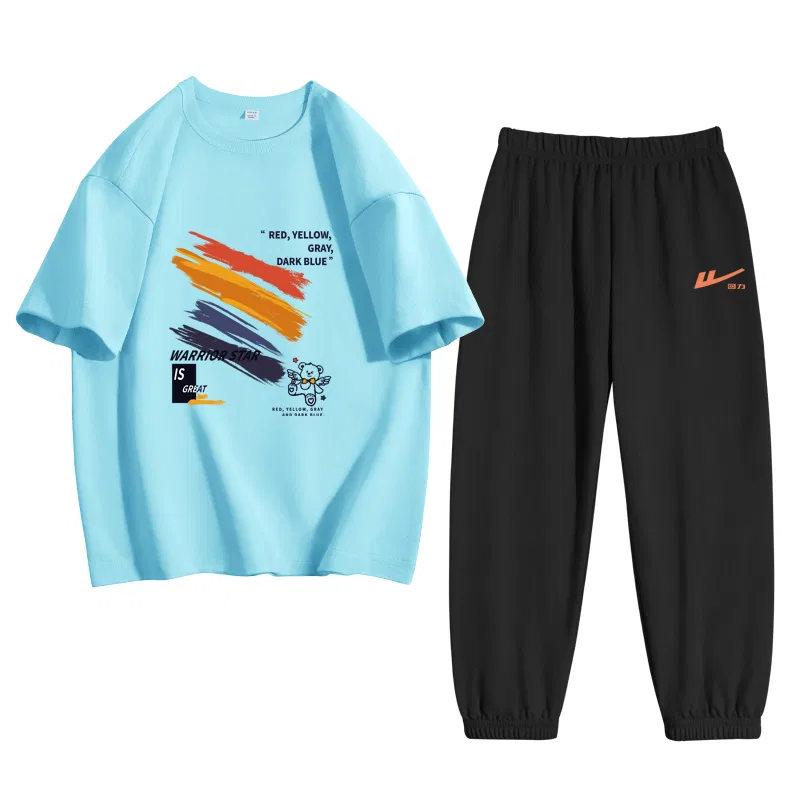 Детский спортивный комплект с круглым вырезом Lake Blue/H Colorblock-Black/H Orange Red Label Silicone K WARRIOR