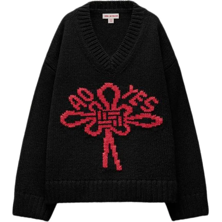 Мужской свитер с длинным рукавом AO YES SS25 Knitwear ZARA, Black