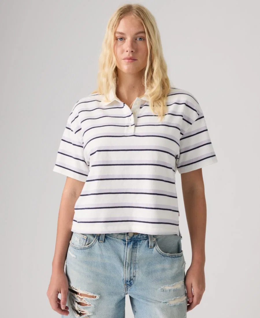 Женское поло-регби с коротким рукавом и воротником Didion Levi's, Pepper Stripe Lavender Blue