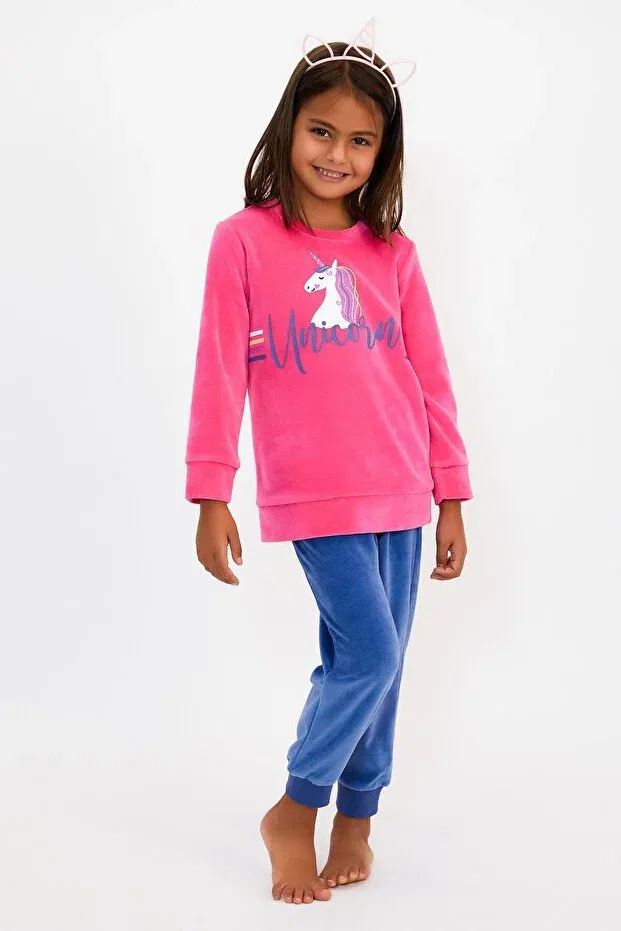 Детский комплект для девочек велюровый с принтом Rolypoly unicorn candy pink, Candy Pink Roly Poly — фото 3
