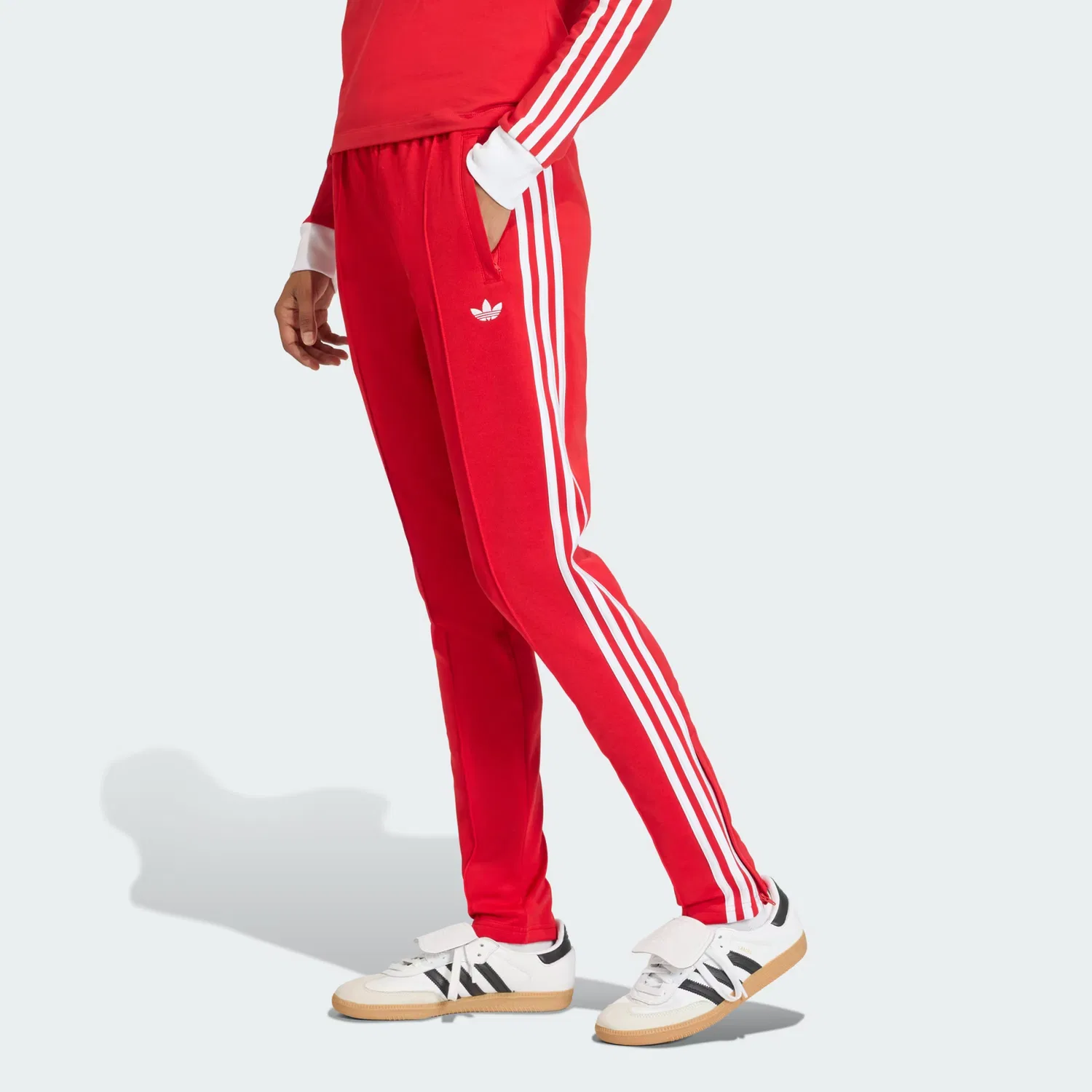 Женские спортивные брюки с лампасами SST Classic Track Pants, Adidas Originals, алый С Белым