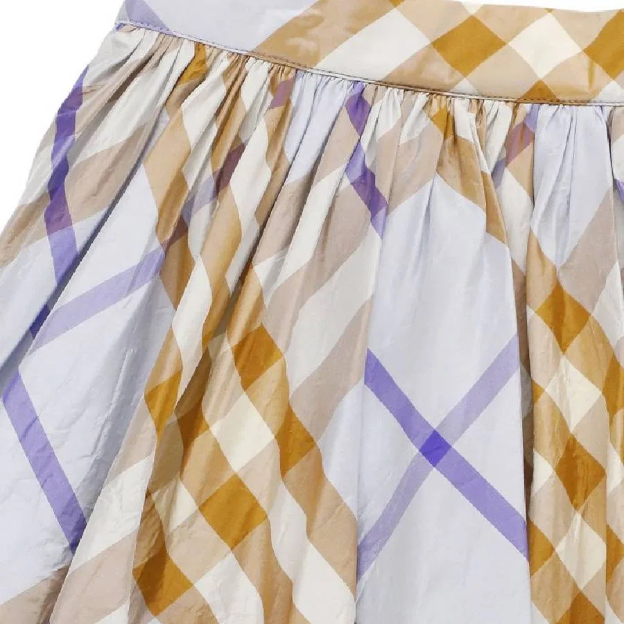Юбка плиссированная шелковая Kids Vienna Pleated Check Burberry, Slate Blue Ip Check — фото 3