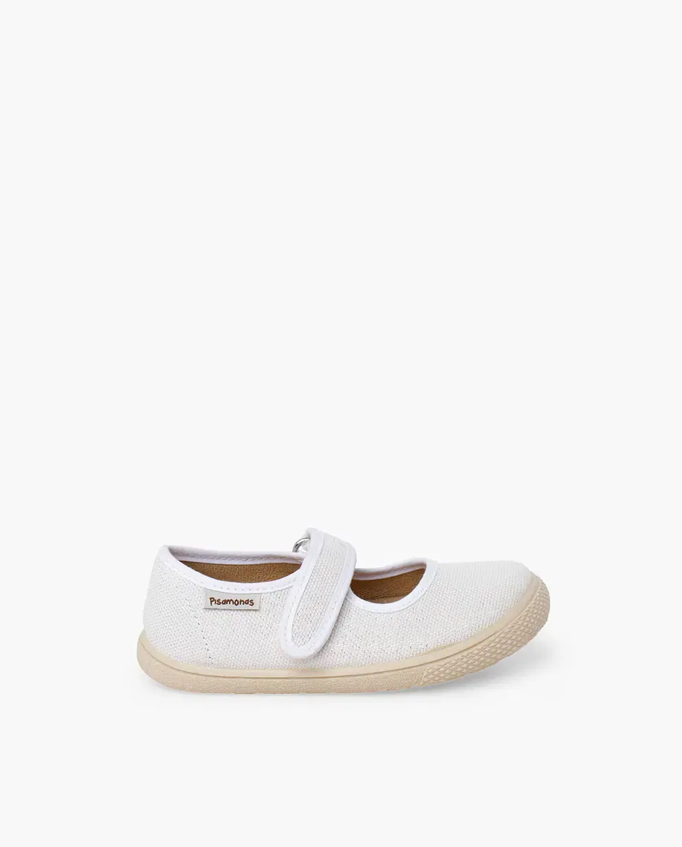 Детские балетки для девочек с блеском Merceditas de niña barefoot slim brillo Pisamonas, Blanco