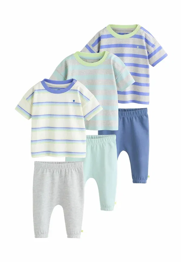 Комплект из 6 предметов, хлопок, Regular fit - joggers - leggings - trousers Next Green Stripe, зеленый