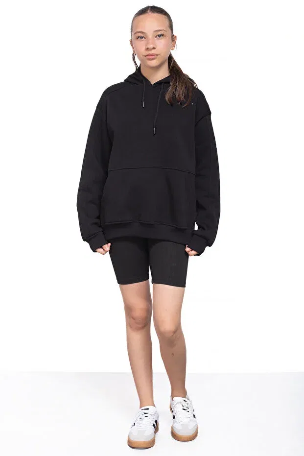 Детское худи для девочек с капюшоном Cansın Mini, Black