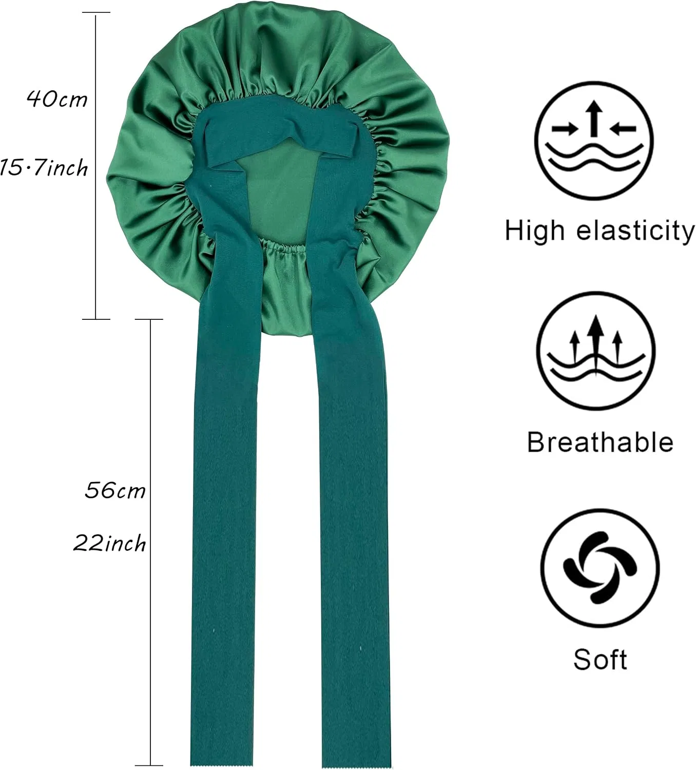 Шапочка для душа Satin Silk Bonnet, AUHKARUS, 1 шт, Зеленый — фото 4