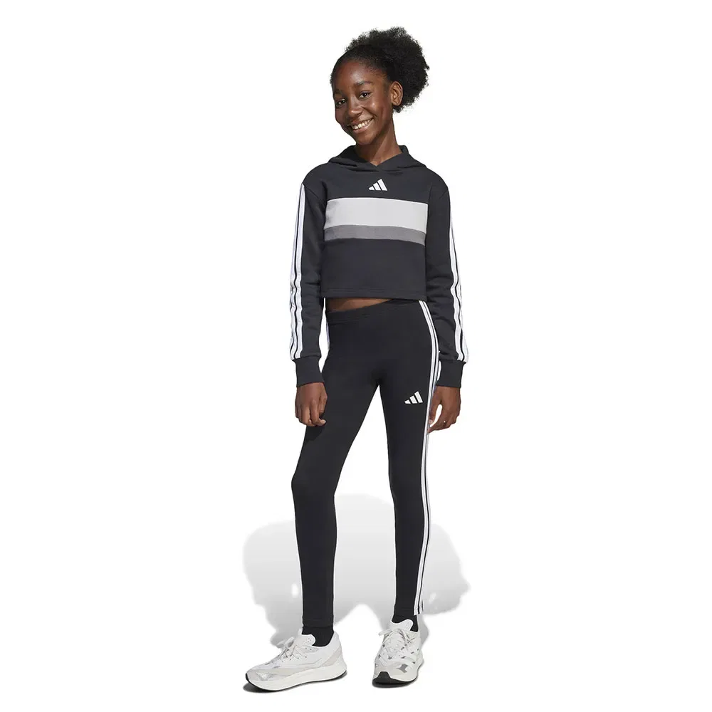 Детский спортивный костюм для девочек из футера Tiberio 3 Stripes Adidas, Black