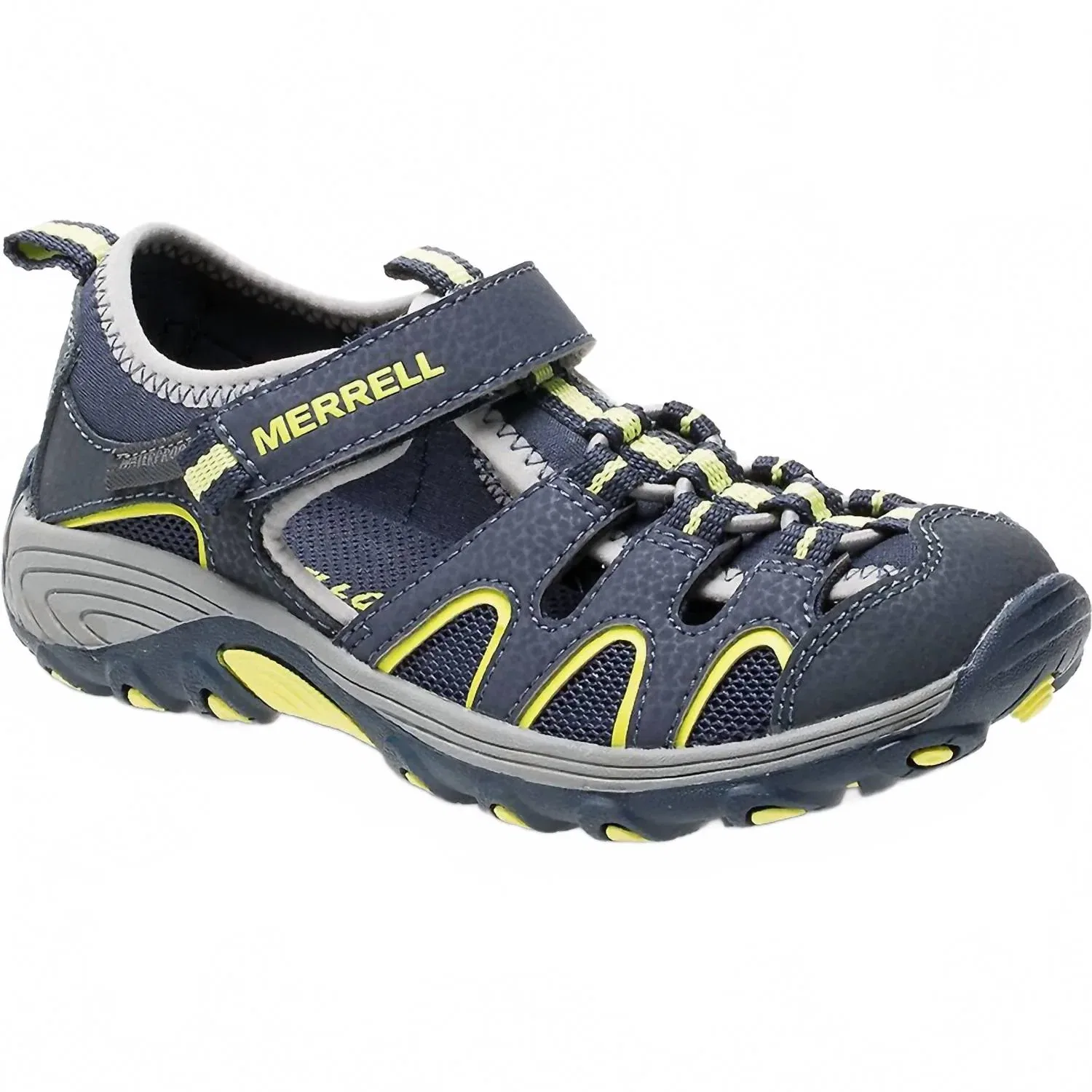 Детские сандалии для мальчиков с быстросохнущей подкладкой Hydro H2O Hiker Sandal MERRELL, Navy/Lime