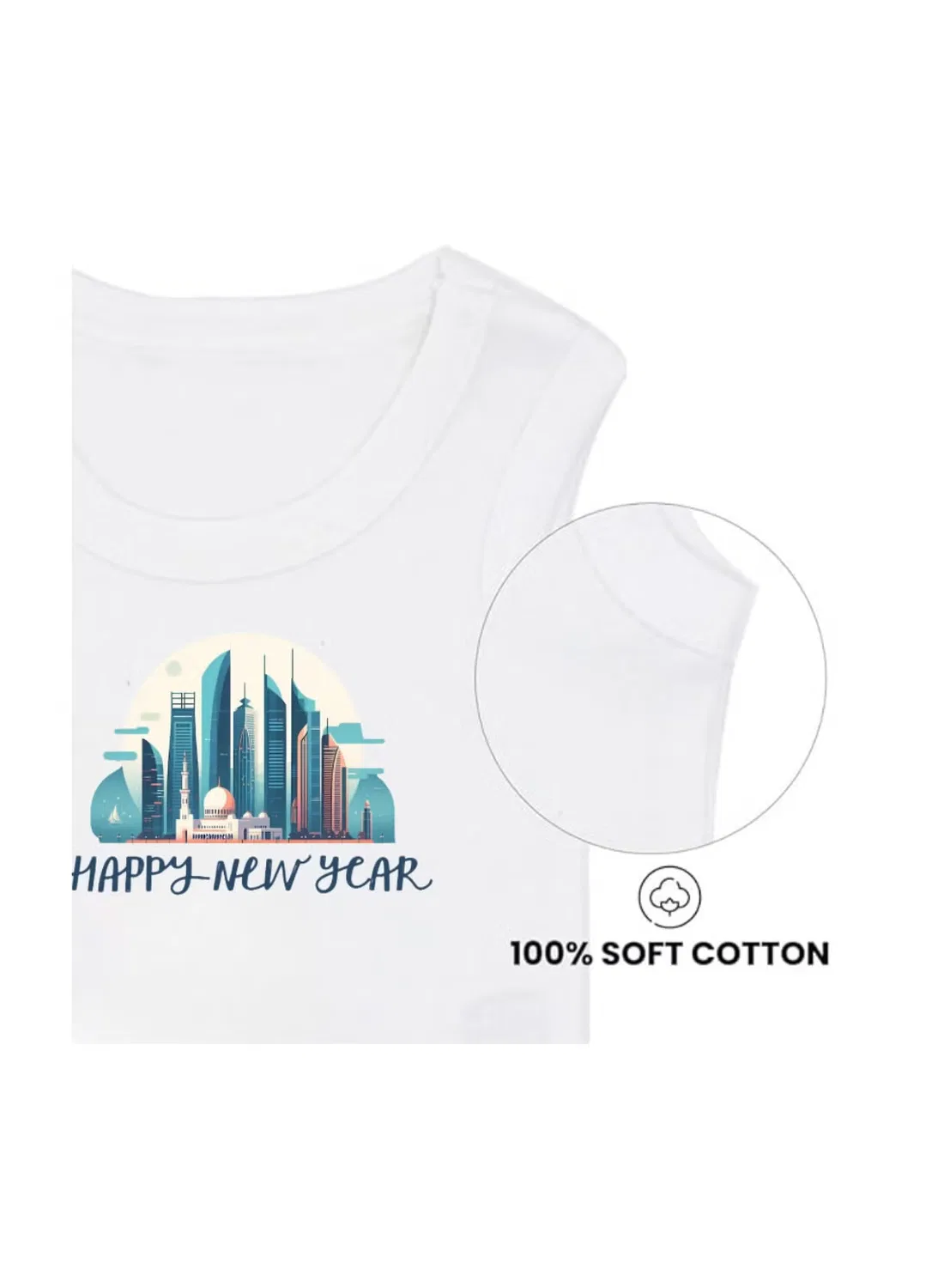 Боди-комбинезон без рукавов с новогодним принтом Printshop4Me, белый — фото 3