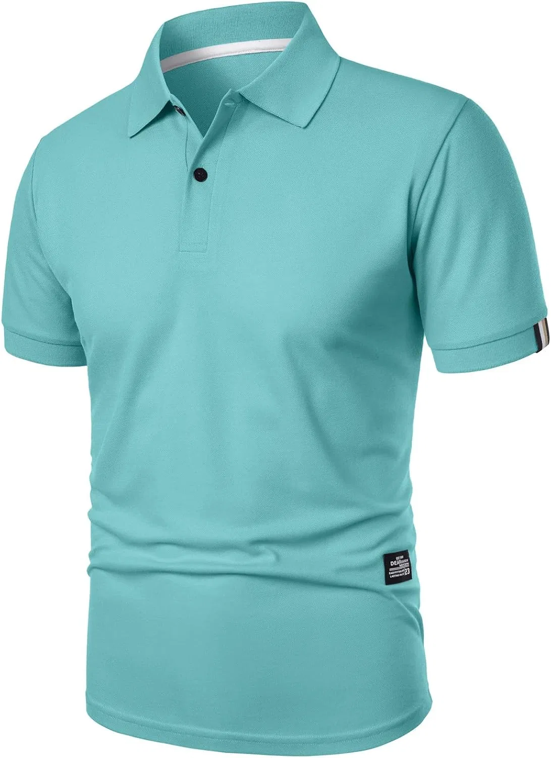 Мужская повседневная рубашка поло с коротким рукавом Regular Fit, Light Blue — фото 4