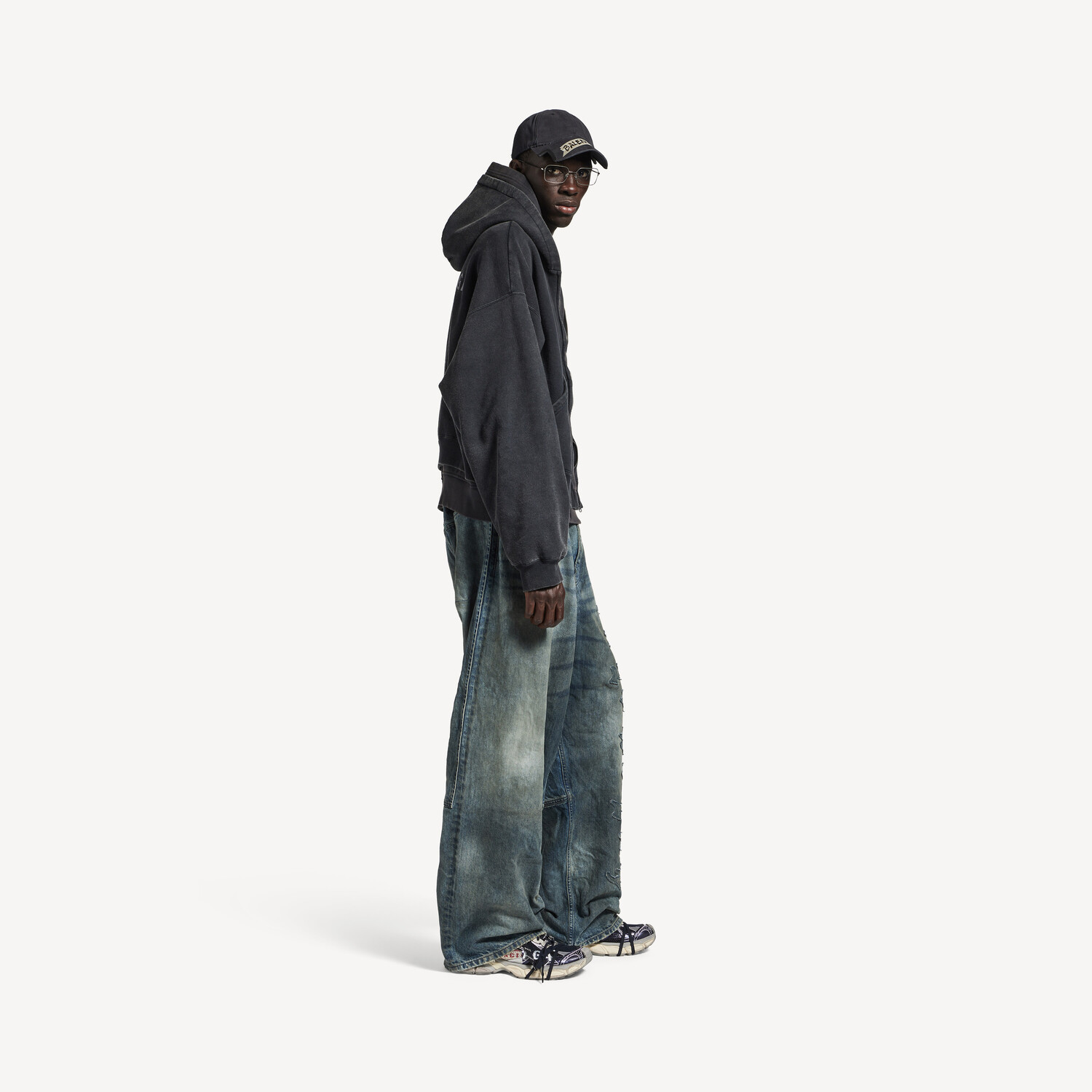 Толстовка Balenciaga Layered Zip-up, выцветший черный — фото 3