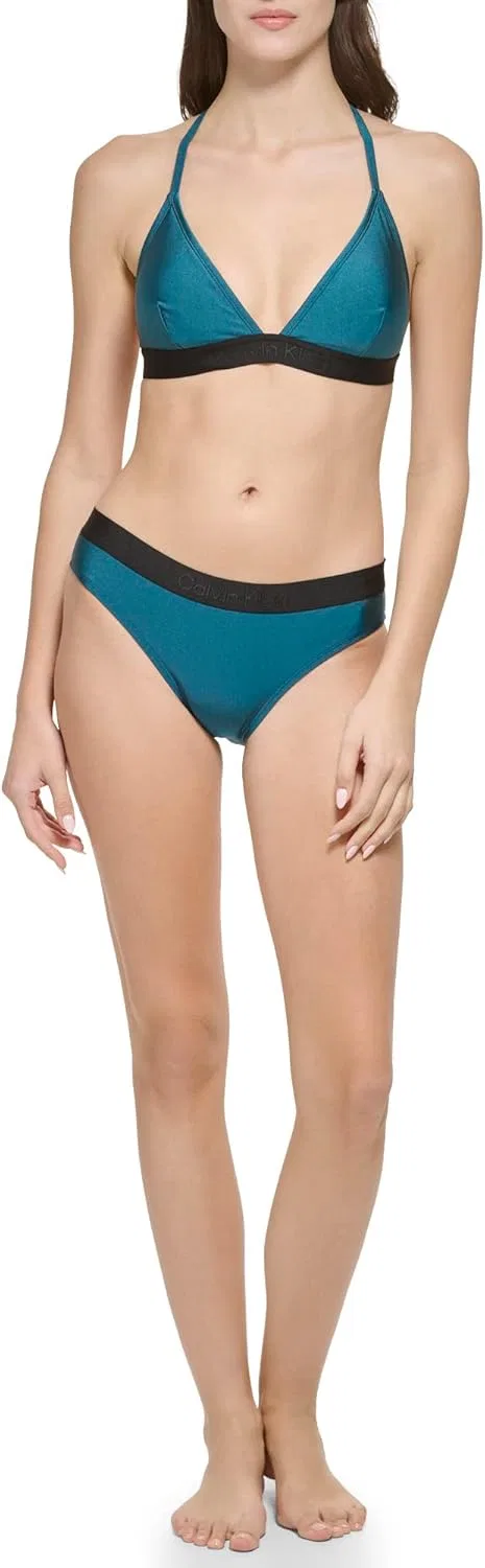 Женский бикини-сет с эластичным логотипом Calvin Klein, Cypress Shimmer