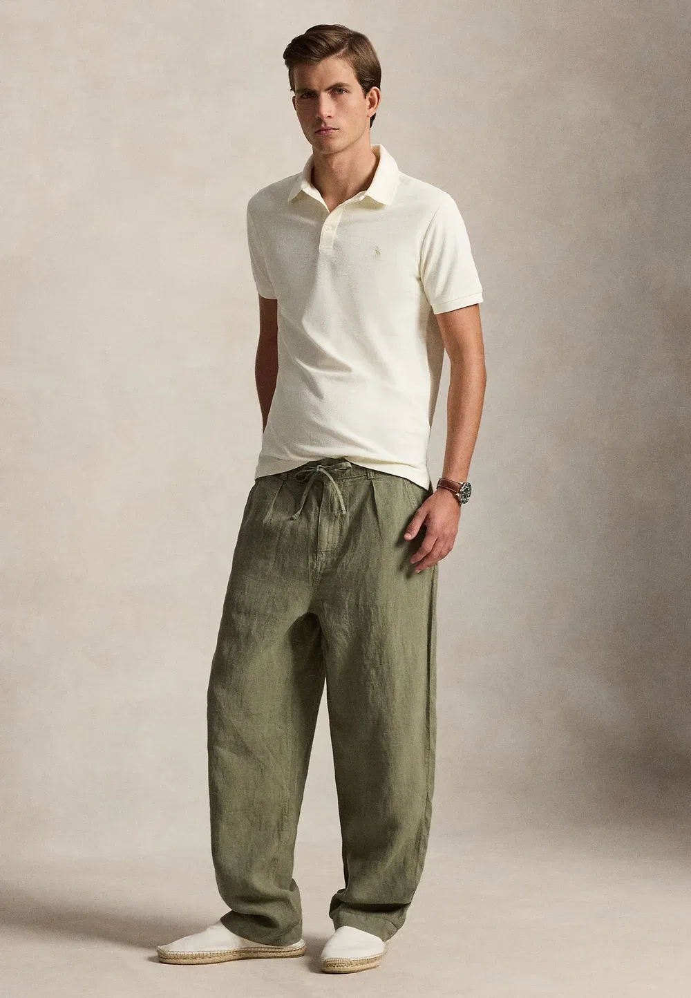 Брюки Lateef свободного кроя из плиссированного льна Polo Ralph Lauren, Sage Green — фото 2
