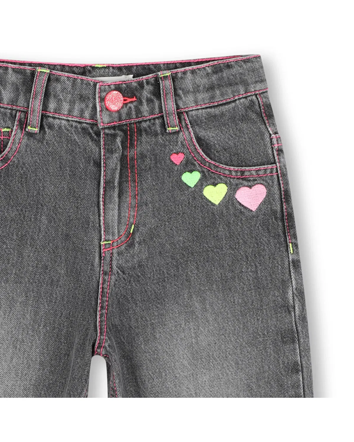 Детские джинсы для девочек с вышивкой Vaquero de niña con estampado grande Billieblush, Gris Claro — фото 2