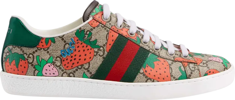 Кроссовки Gucci Wmns Ace Strawberry Beige, бежевый