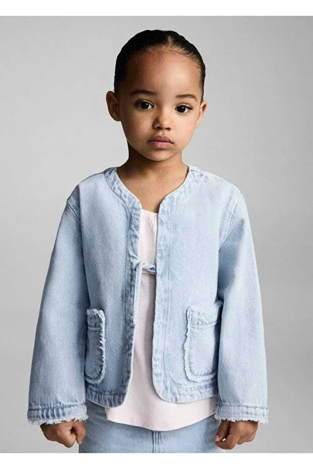 Детское пальто для девочек джинсовое Mango Baby, Light Blue