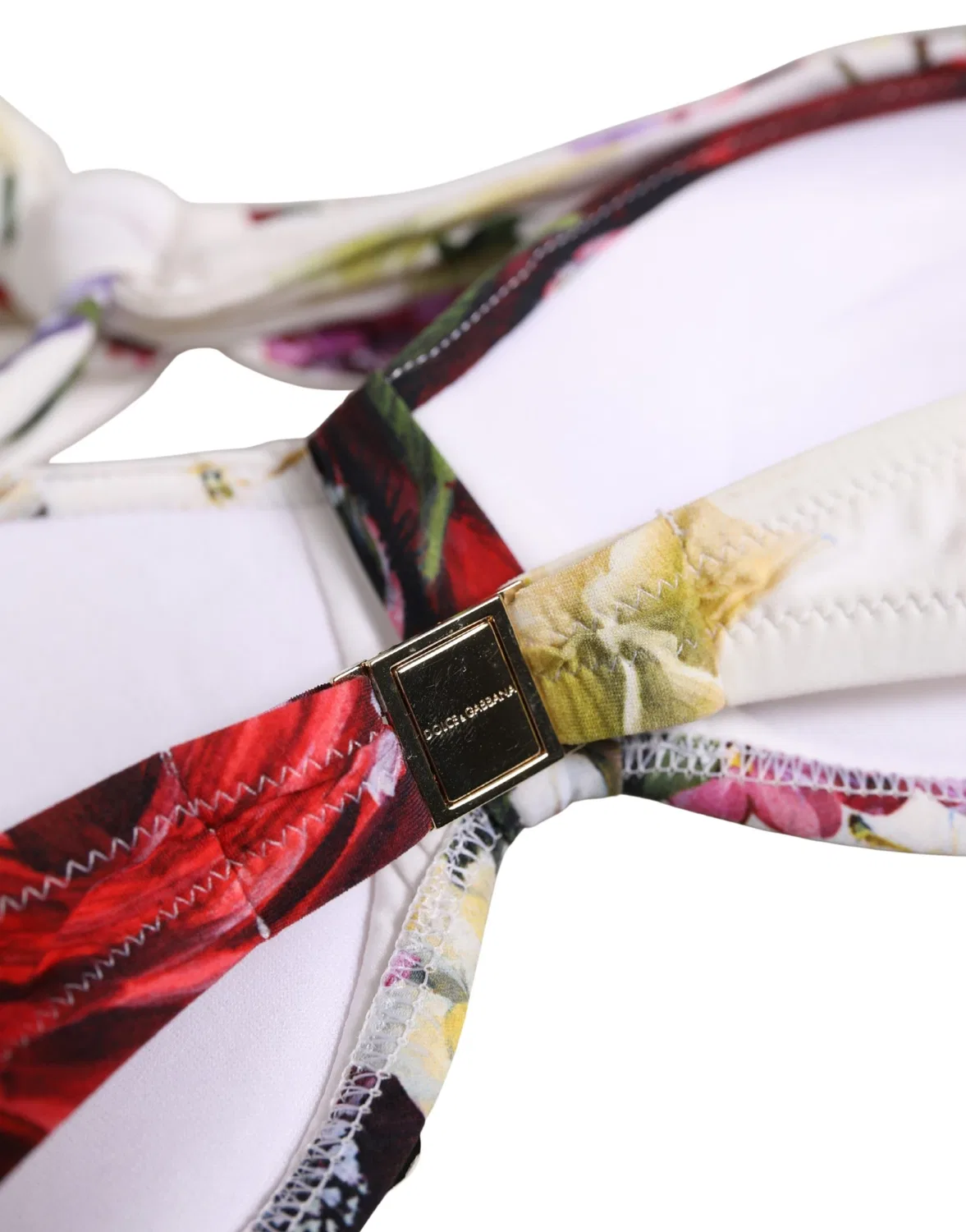 Женский топ бикини с цветочным принтом White Floral Print Dolce & Gabbana, White — фото 3