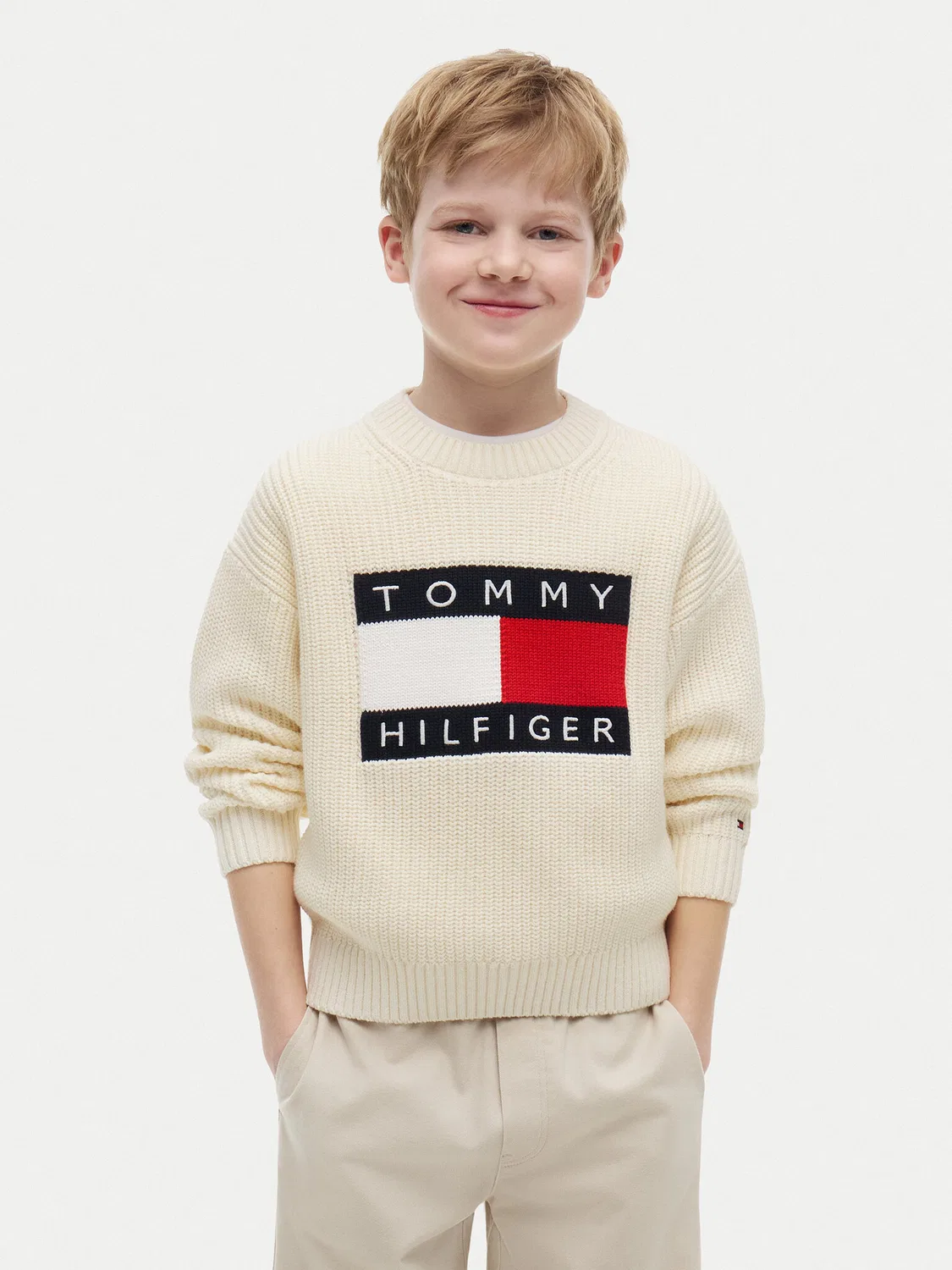 Пуловер стандартного кроя для мальчика Heritage Tommy Hilfiger, светло-бежевый