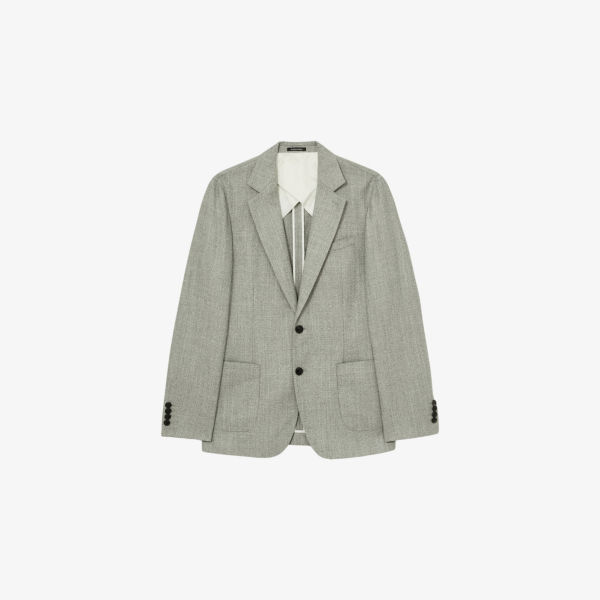 

Однобортный блейзер из шерстяной смеси Stack Reiss, зеленый