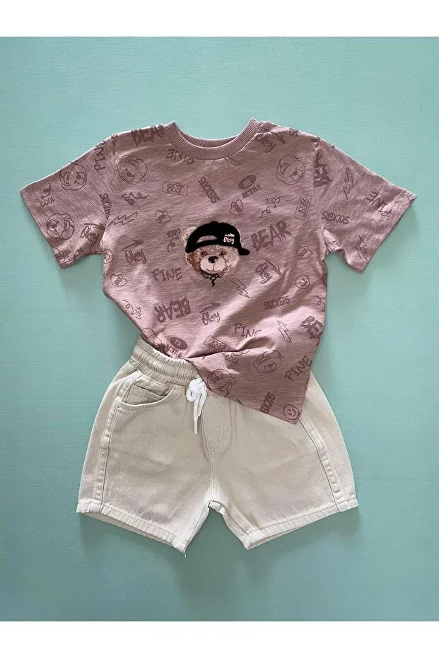 Детская футболка с принтом Teddy bear t-shirt Elefantejr, Brown — фото 2