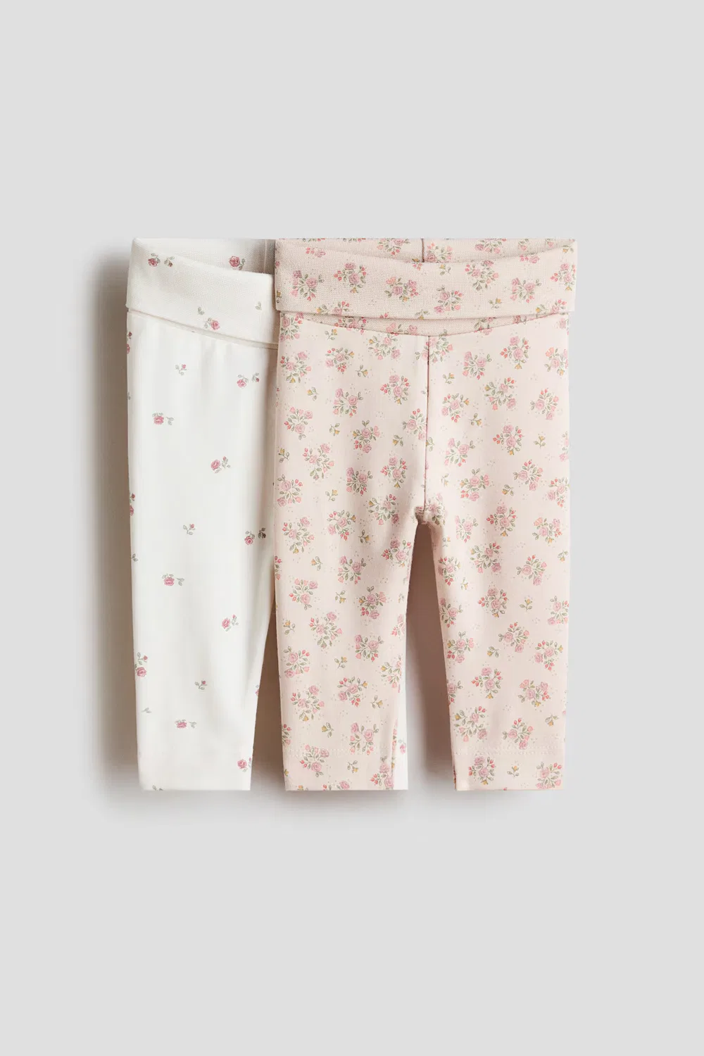 Комплект из двух леггинсов из хлопкового трикотажа H&M, Hellrosa/Geblümt