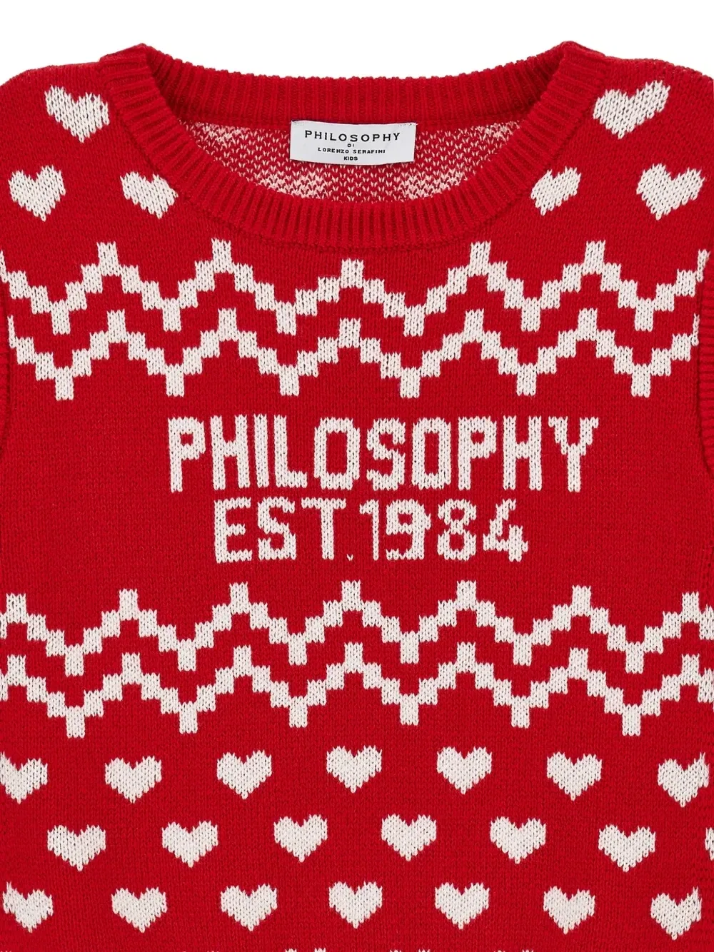 Топ вязки интарсия с узором Philosophy Di Lorenzo Serafini Kids, красный — фото 3
