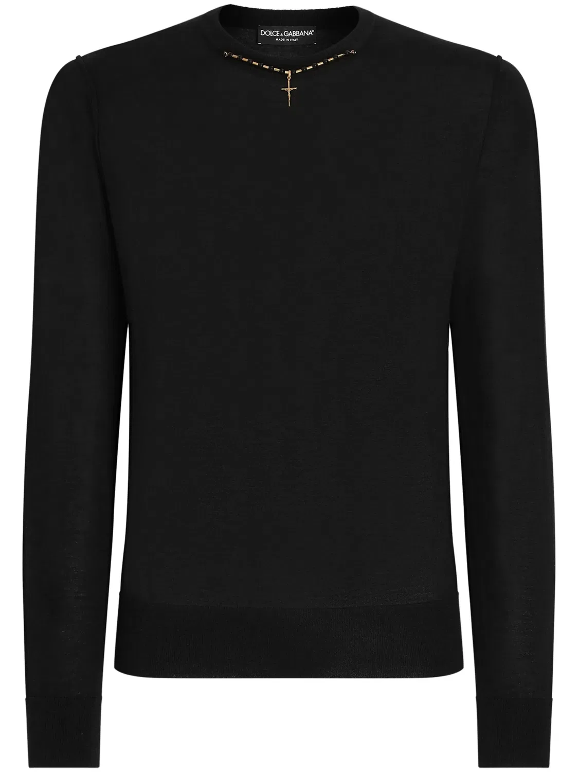 Свитер с аппликацией в виде ожерелья Dolce & Gabbana, черный