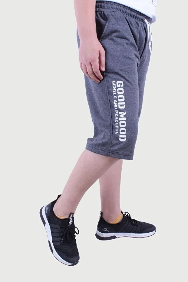 Детские шорты для мальчиков с принтом 82 Text Detailed Model Panios Kids, Smoked — фото 2