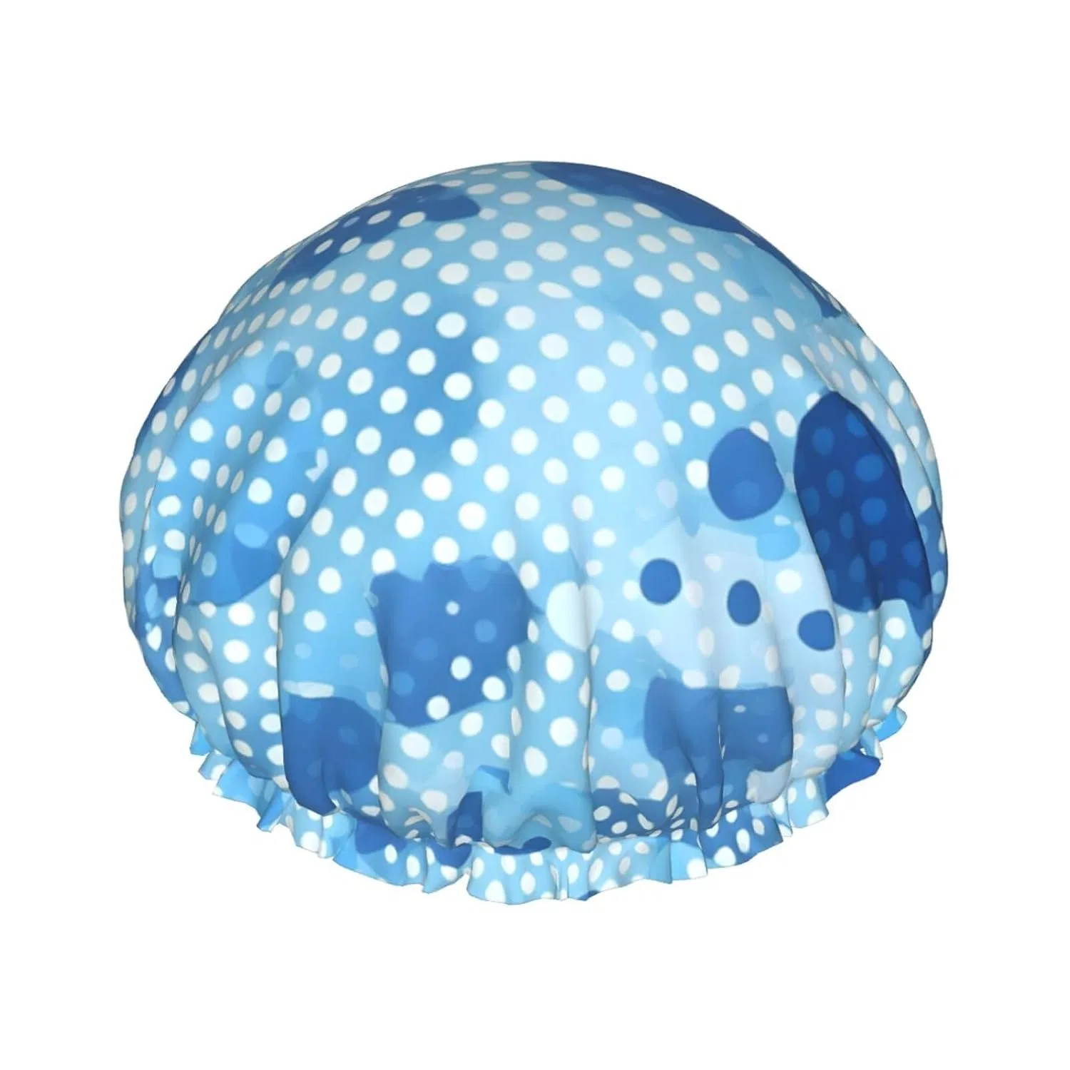 Двухслойная водонепроницаемая шапочка для душа BREAUX, 26,7x10,9 см, Blue Polka Dot
