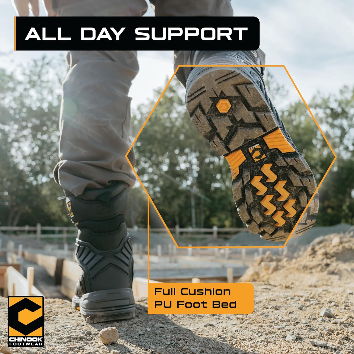 Рабочие водонепроницаемые ботинки Chinook Footwear Scorpion 23 см с композитным носком для промышленного и строительного применения, черный — фото 4