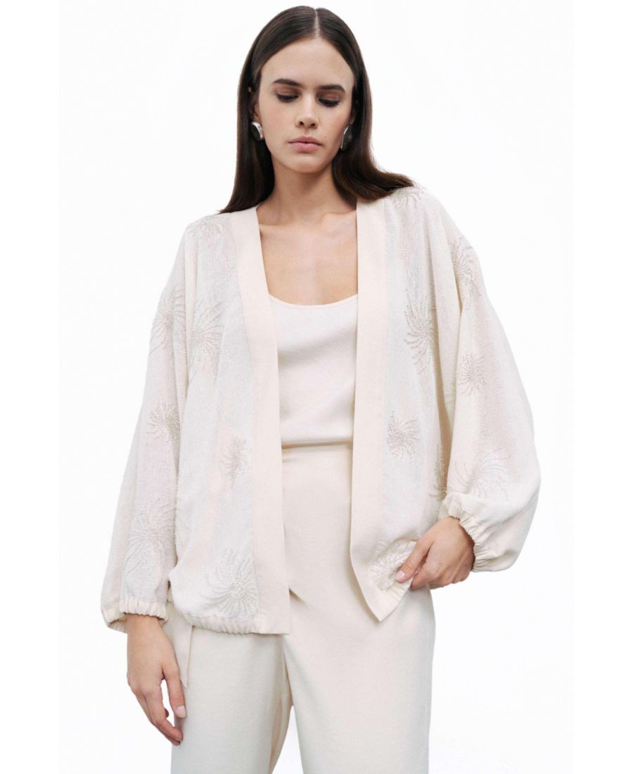 

Женская куртка с вышивкой бисером NOCTURNE, Open white