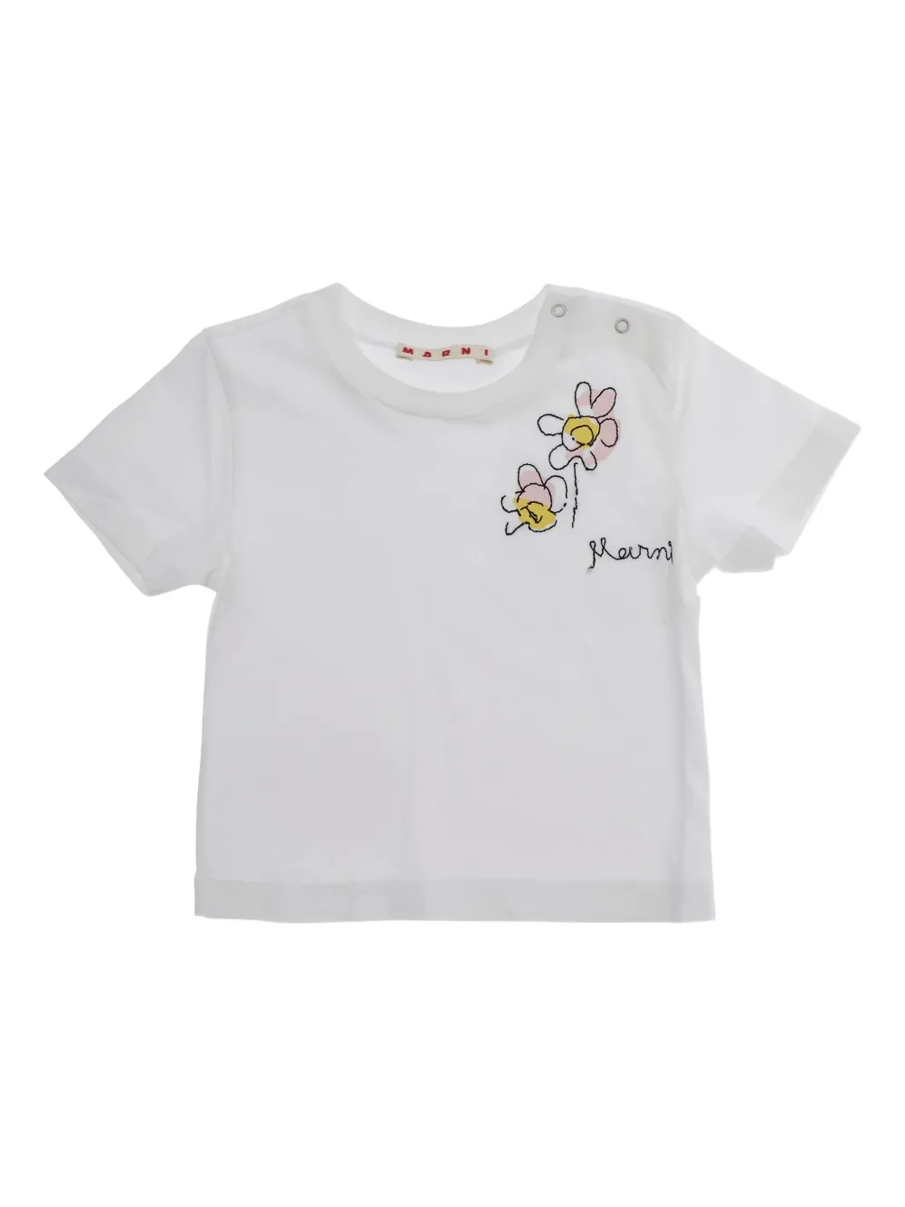 

Футболка с вышитыми цветами Marni Kids, белый