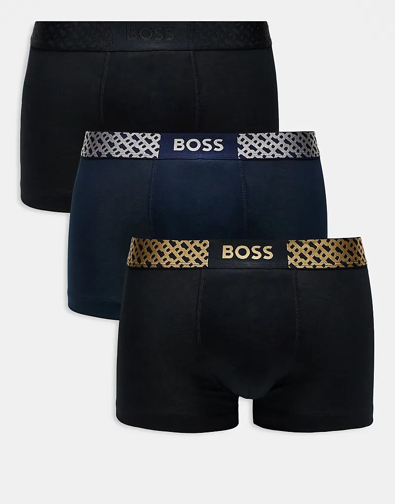 

Подарочный набор из 3 трусов-транков черного и темно-синего цветов BOSS Bodywear