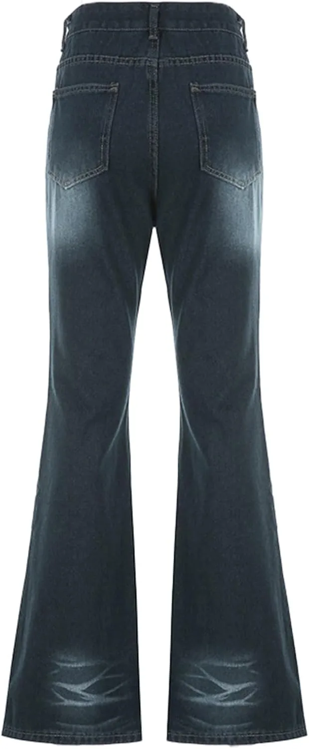 Джинсы для женщин High Waisted в стиле Y2k, Flare, Loose Fit — фото 4