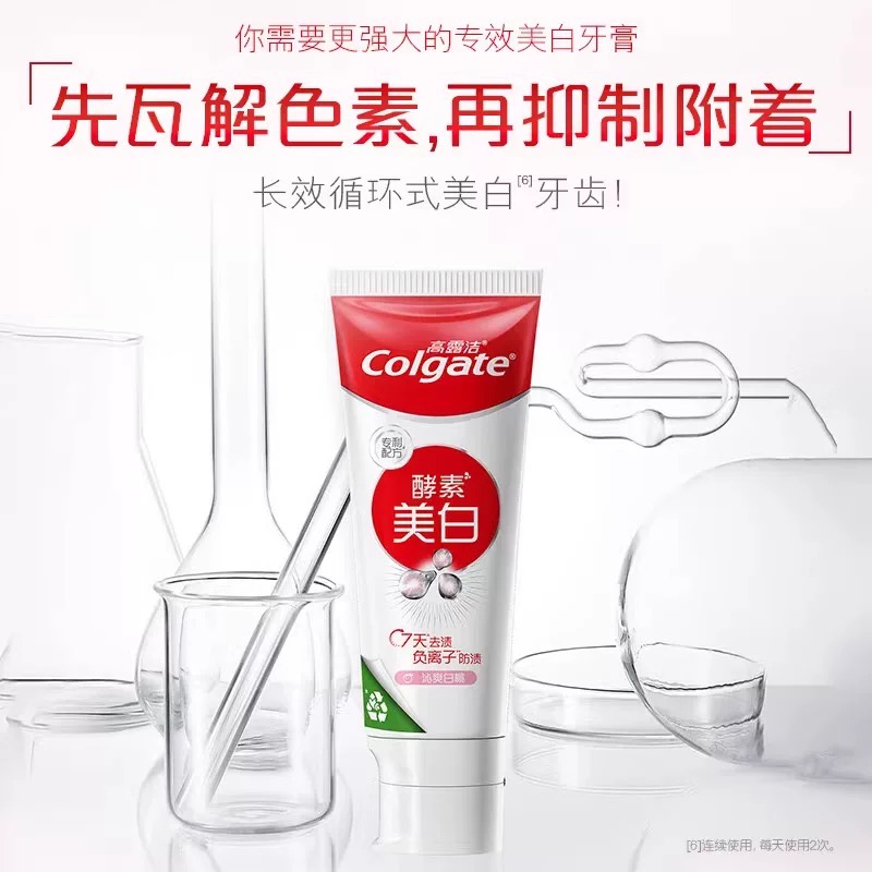 COLGATE Отбеливающая зубная паста с ферментами для очистки, свежести дыхания и удаления пятен с зубов 80г*2 — фото 2