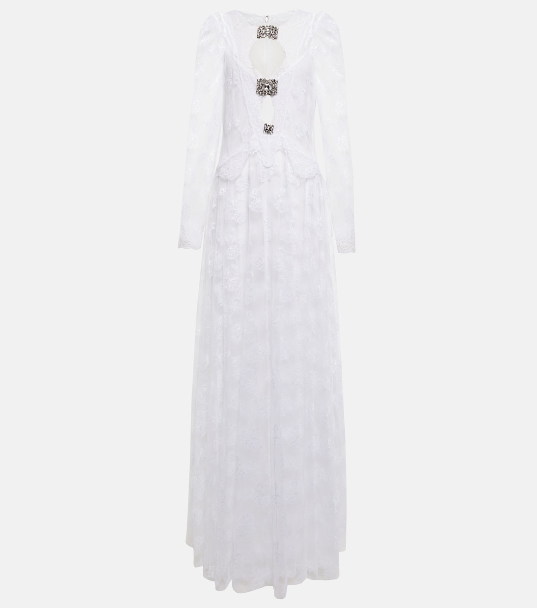 

Платье с кружевом и декоративными вырезами Christopher Kane, белый