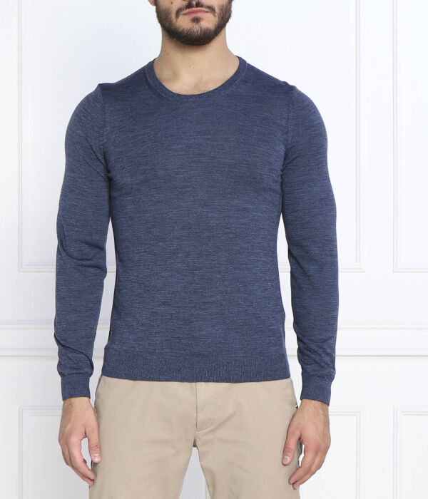 

Шерстяной свитер перевивочный Slim fit Boss, синий