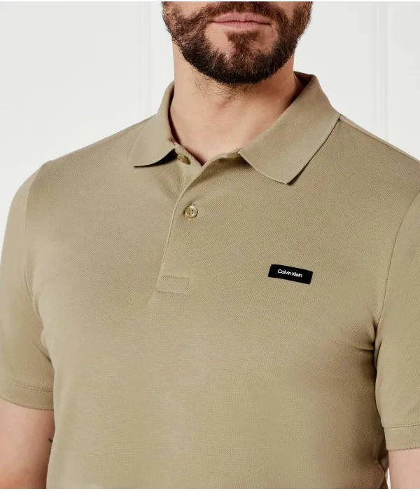 Футболка поло Slim fit Calvin Klein, бежевый — фото 4