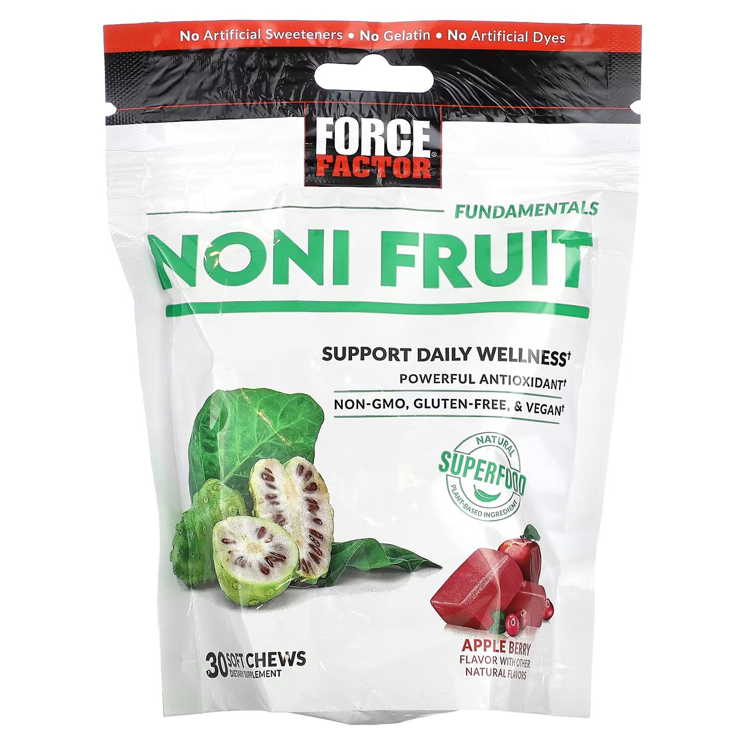 

Нони Force Factor Fundamentals Apple Berry, 30 жевательных таблеток