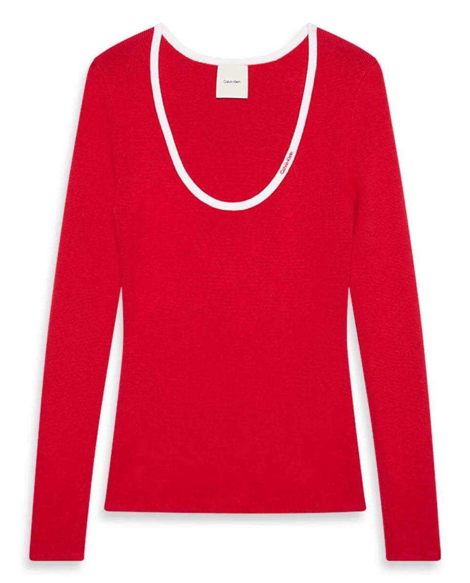 

Женский джемпер с круглым вырезом Calvin Klein Jeans, красный