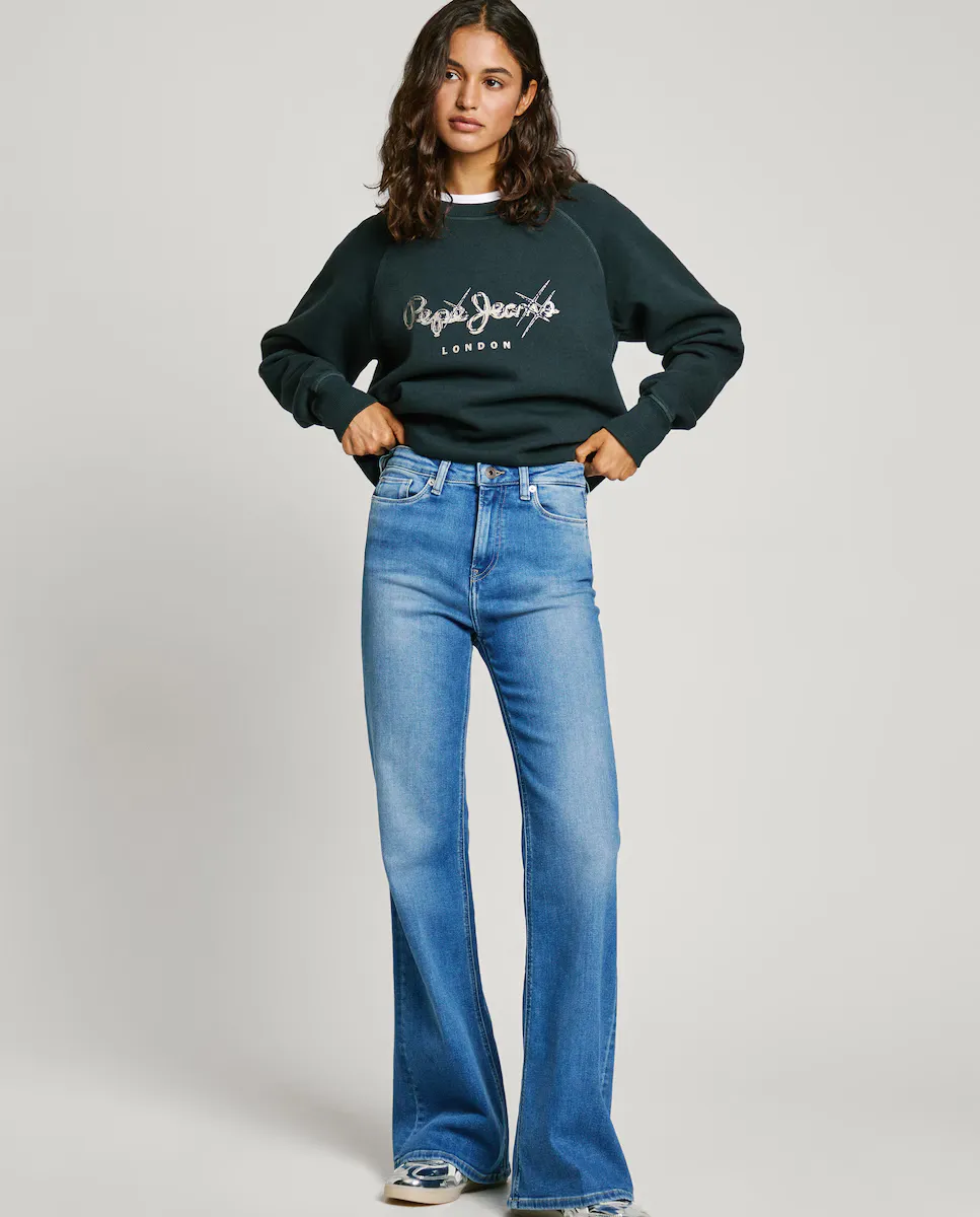 

Ковбойские джинсы Willa для женщин с эффектом потертости и высоким подъемом Pepe Jeans, синий