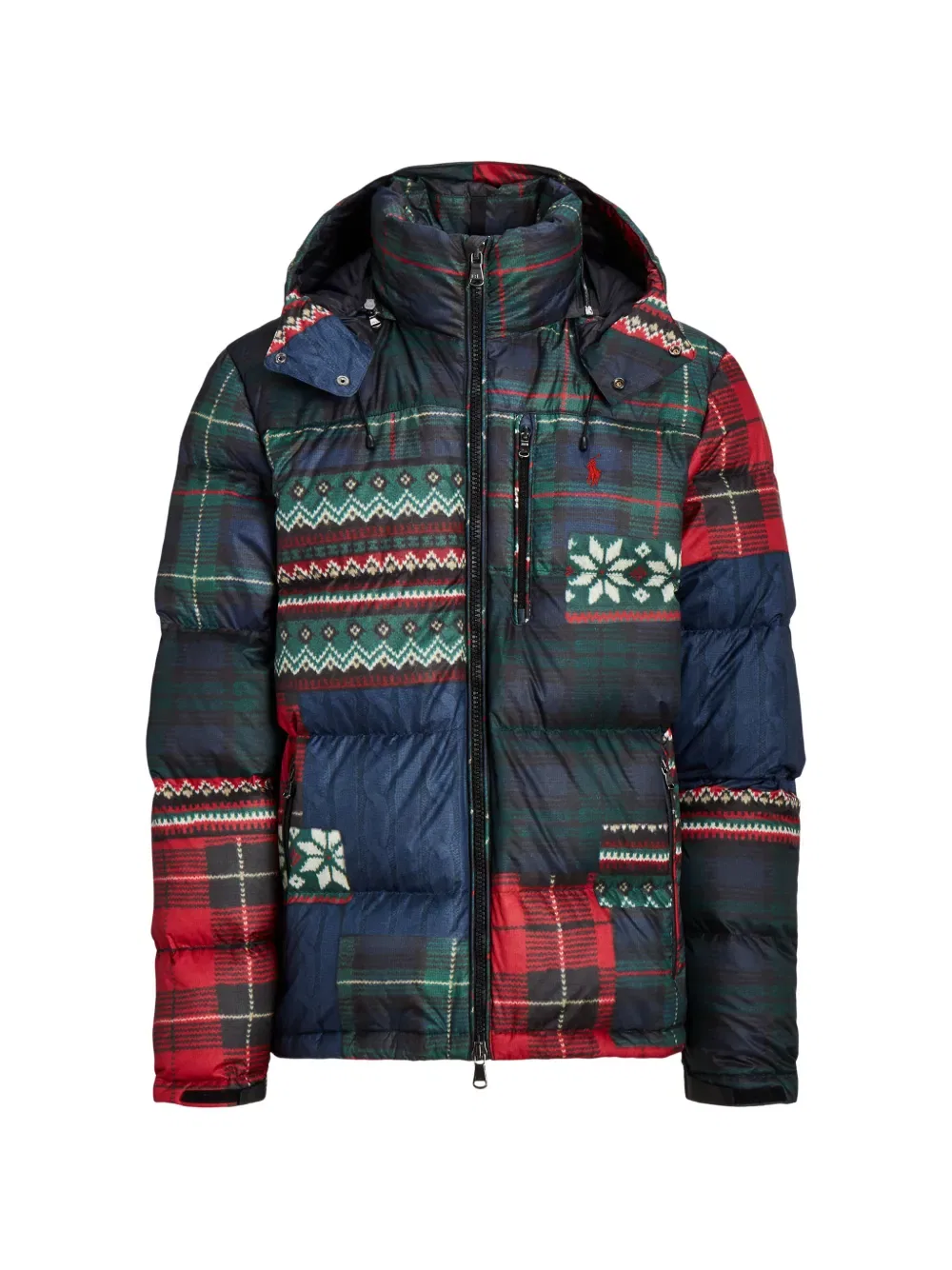 Пуховая куртка с лоскутным принтом в стиле «Горхэм» Polo Ralph Lauren, синий
