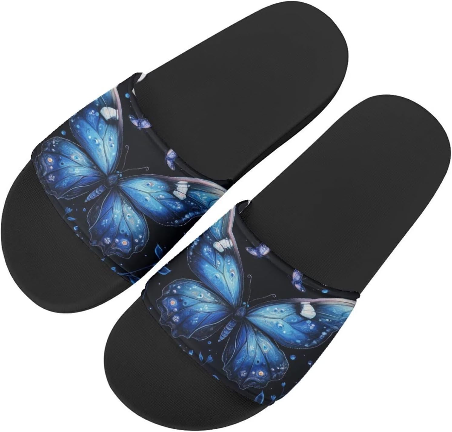 

Тапочки Howilath с оригинальным узором для женщин и мужчин, нескользящие шлепанцы с одной лямкой, открытый носок, мягкая подошва, плоские сандалии, голубой