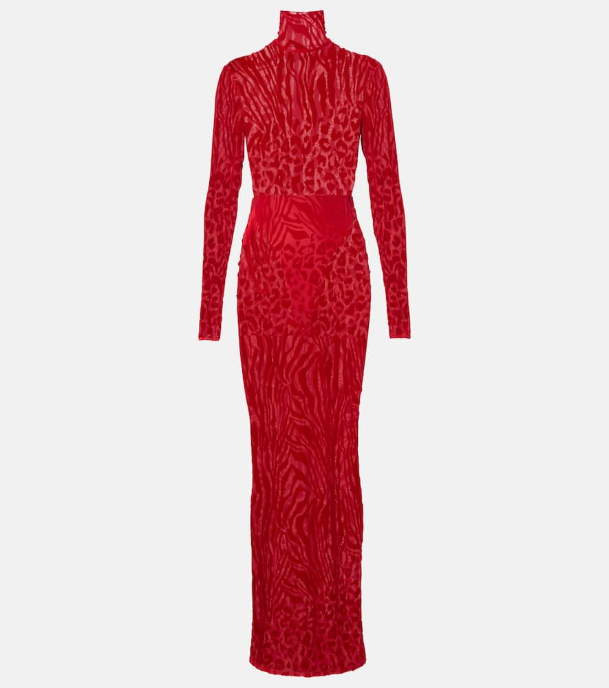 

Принтованное платье-водолазка макси Alex Perry