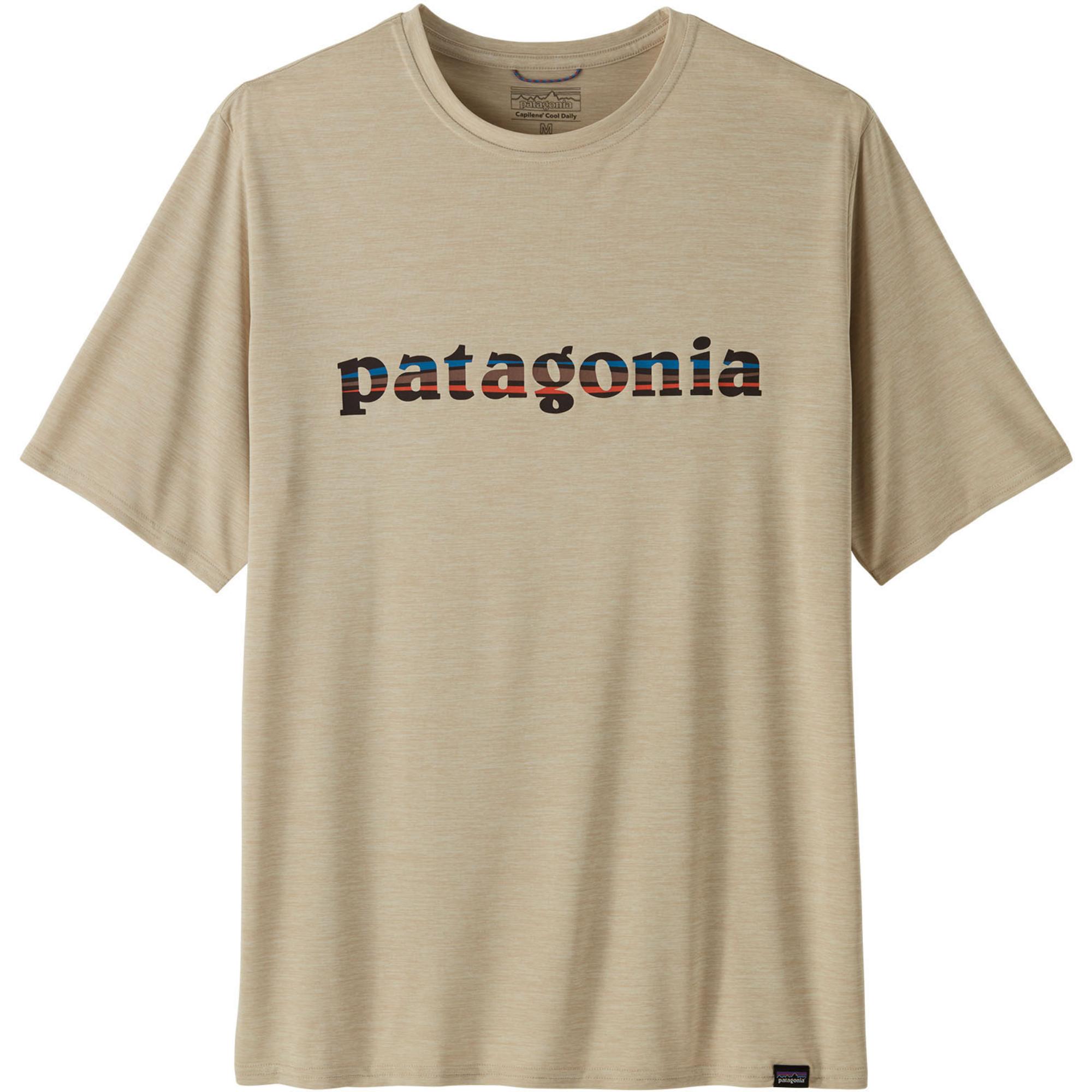 

Мужская футболка Capilene Cool Daily с графическим принтом Patagonia, 73 Text Logo/Pumice X-Dye