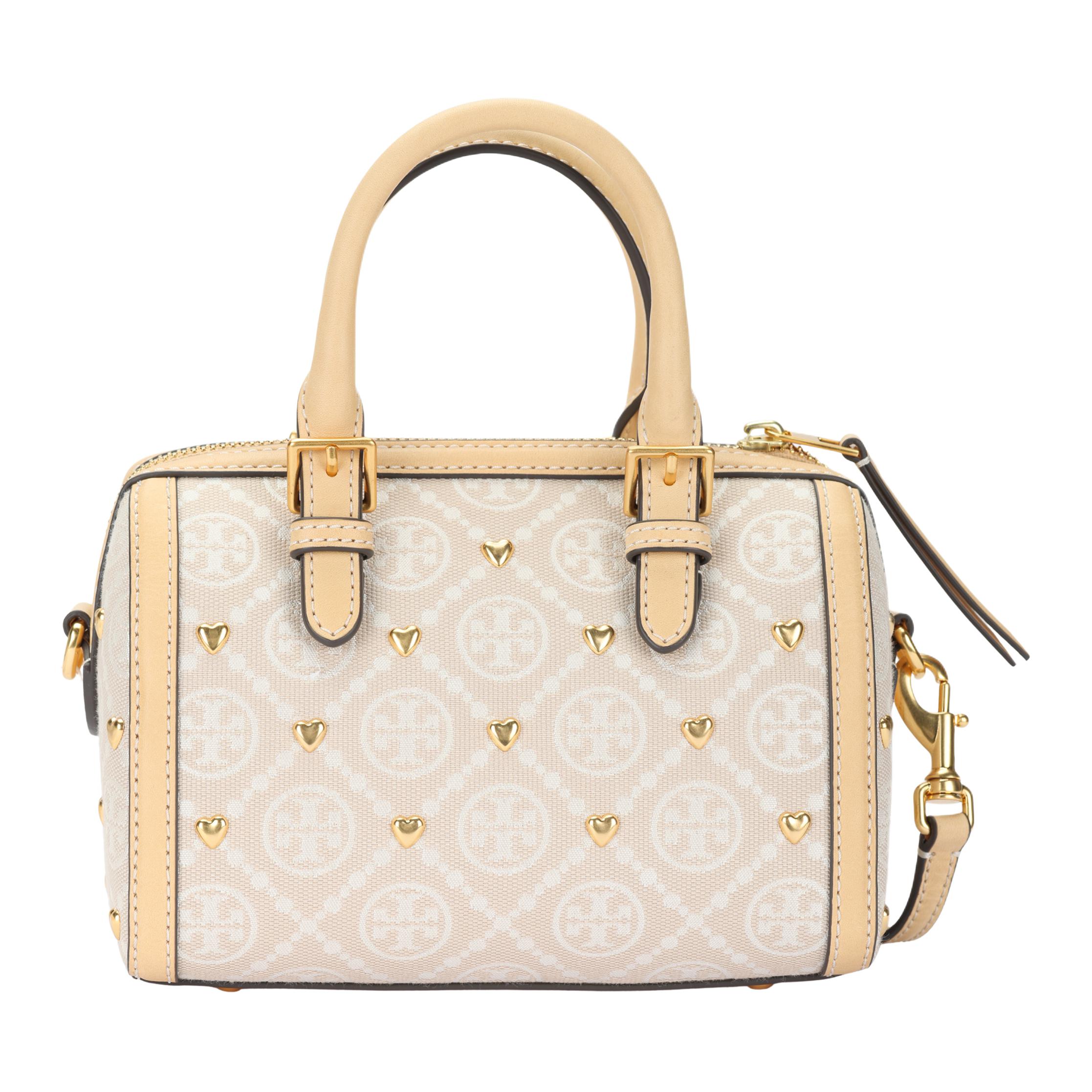 

TORY BURCH Жаккардовая женская мини-сумка через плечо с кожаной отделкой