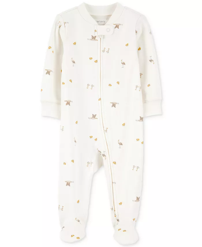 

Детский хлопковые пижамы-комбинезон Mini Bird-Print для сна и игр Carter's, белый