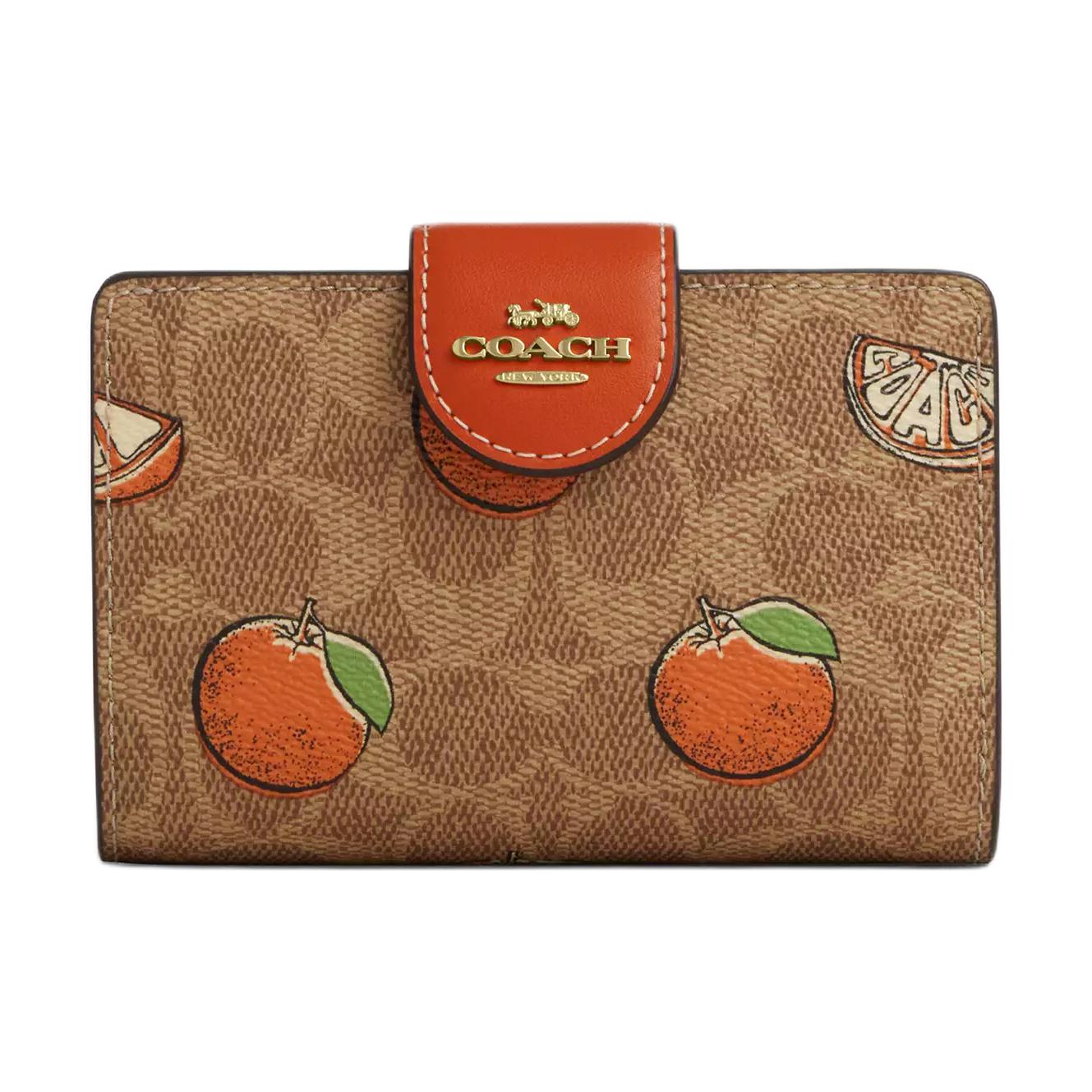 

COACH Женский средний кошелек из лакированного полотна бежевый, Tan