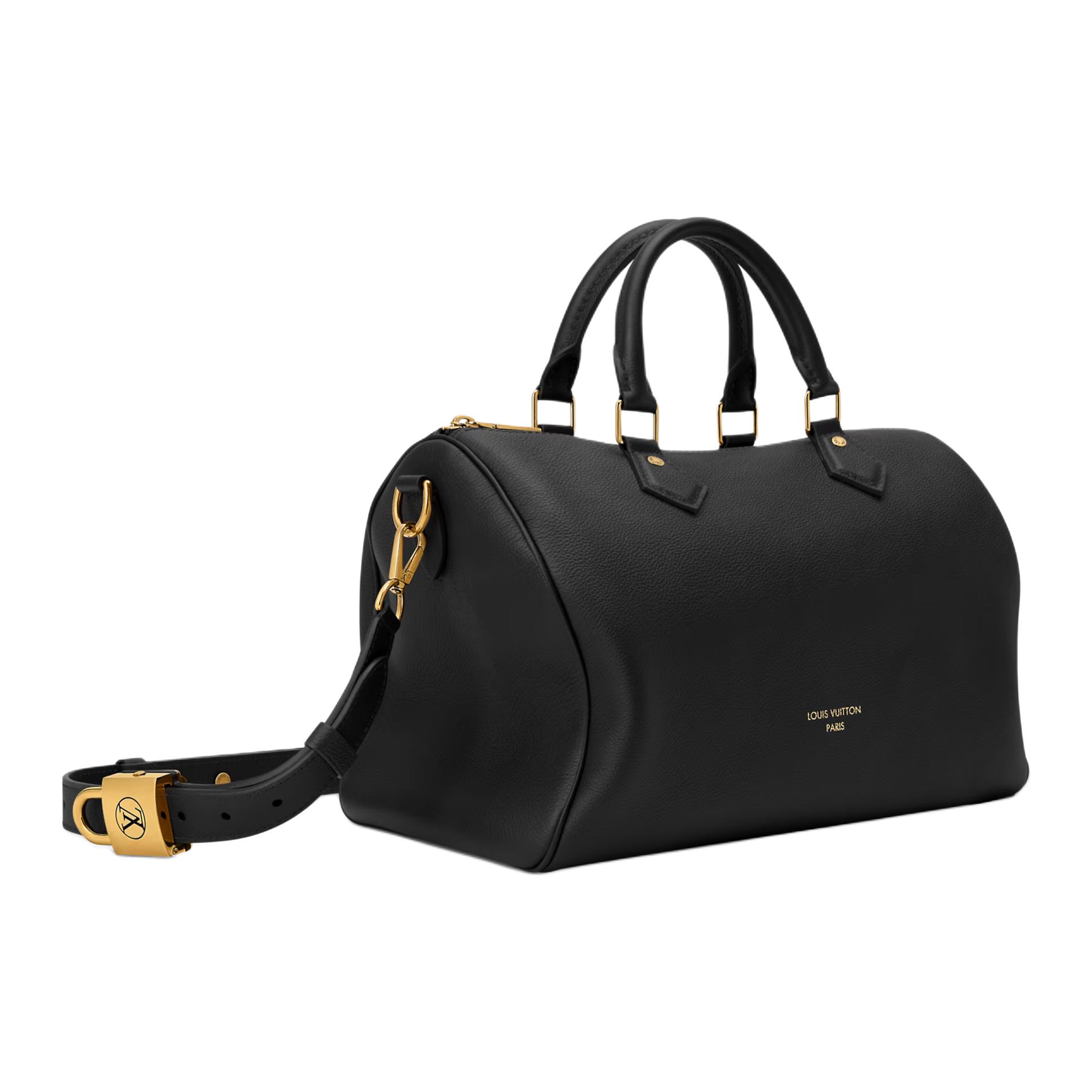 LOUIS VUITTON Сумка-баул Speedy Soft из зерненой телячьей кожи, унисекс, черная — фото 2