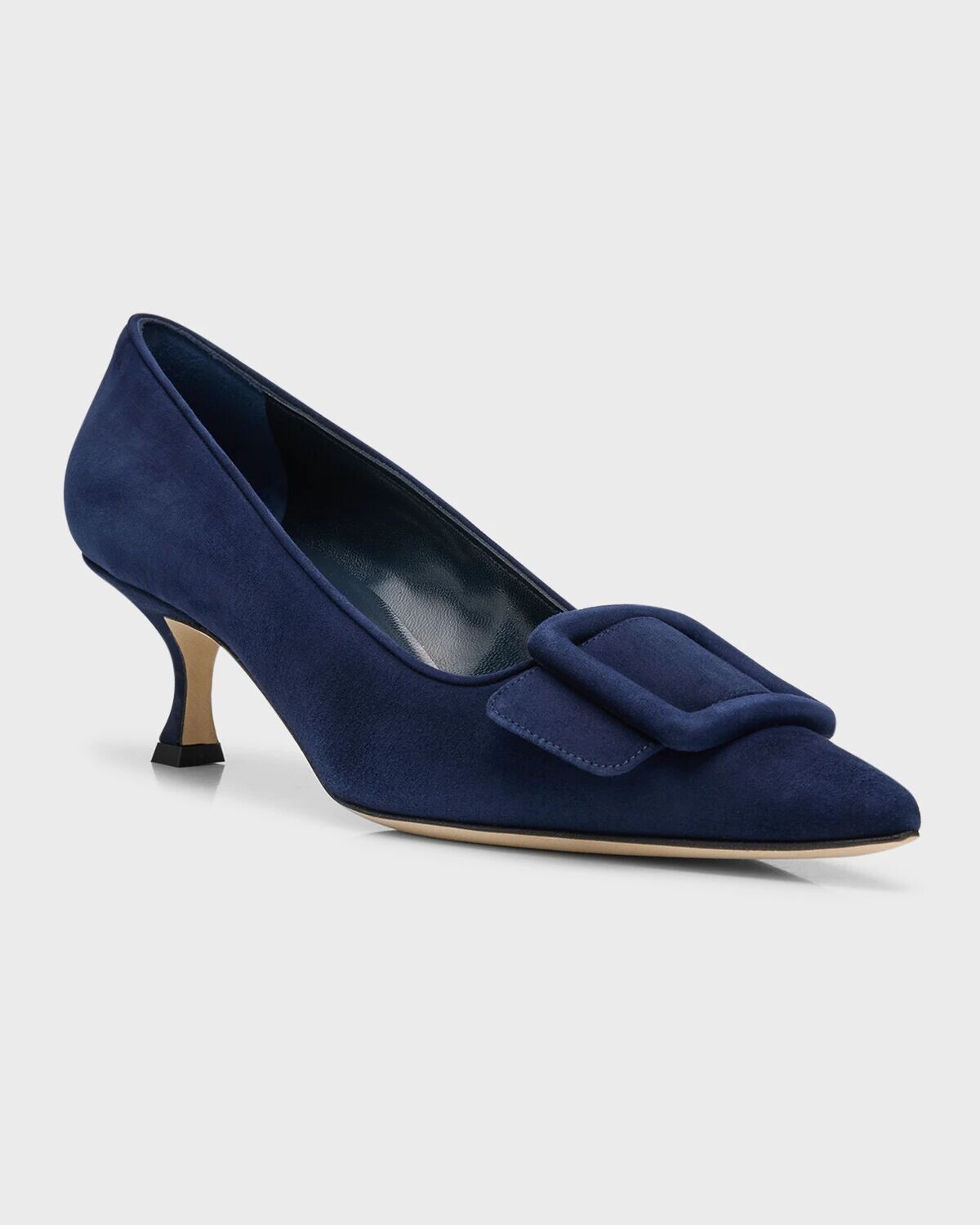 Замшевые туфли Maysale с пряжкой Manolo Blahnik, цвет Navy — фото 3
